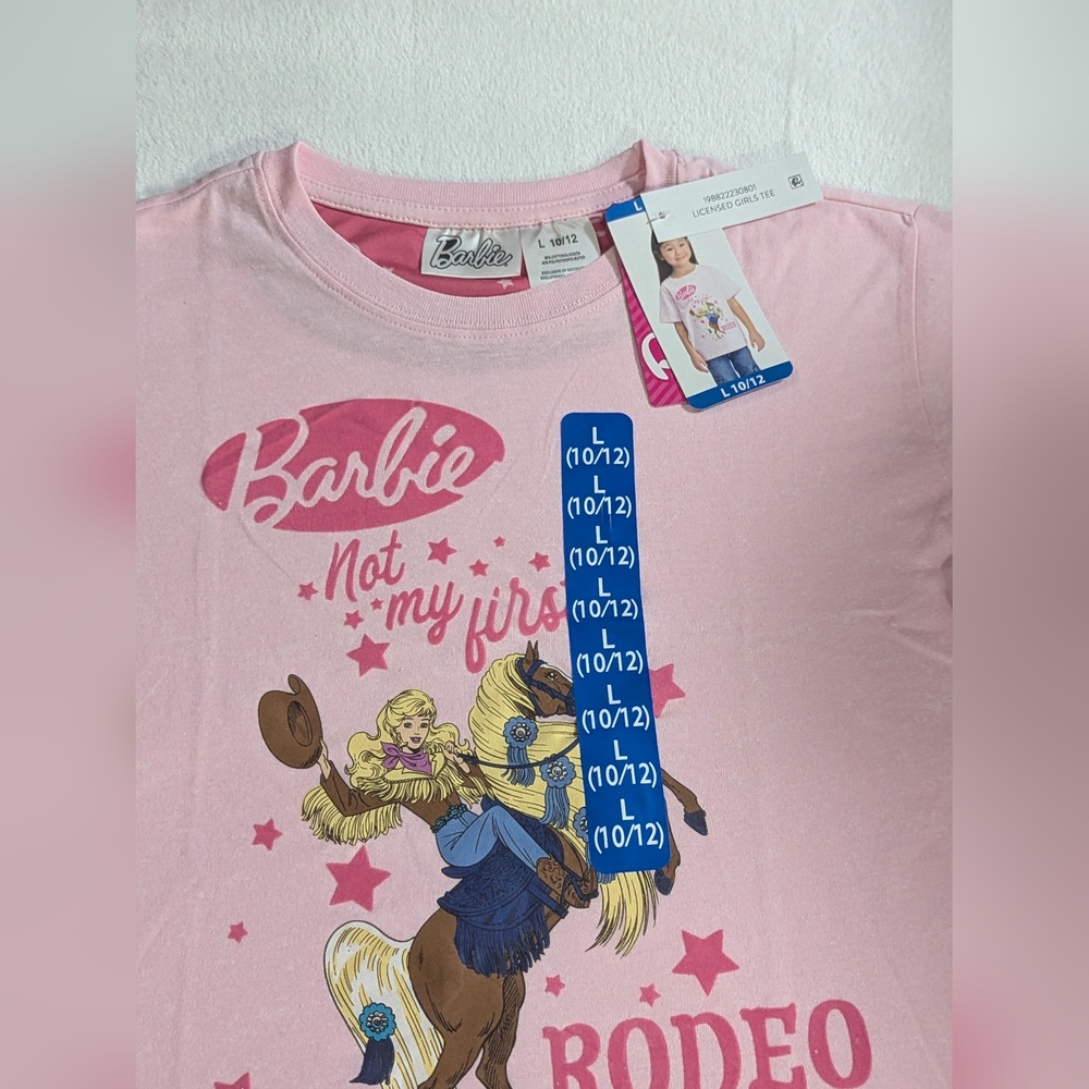 Barbie Pink Kids Girls Rodeo T-Shirt - Picture 4 of 16